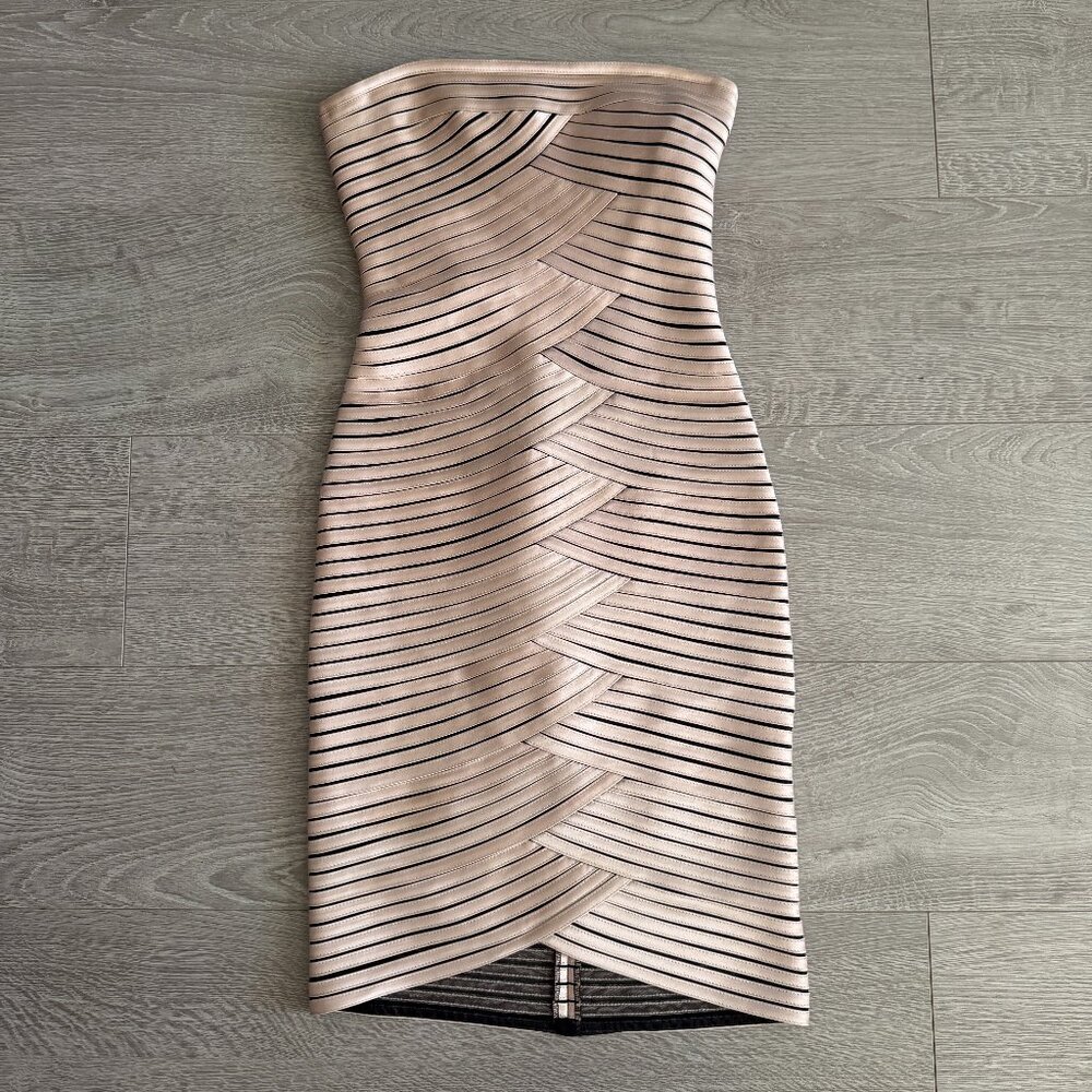 BCBGMAXAZRIA Strapless Bandage Dress Champagne Size 0 Bodycon
